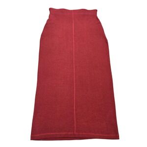 Vintage Nipon Studio Knit Column Midi Skirt Women's Size M Burgundy Wool Blend‎